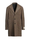 Paoloni Man Coat Camel Size 42 Virgin Wool In Brown