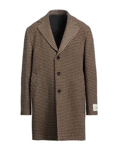 Paoloni Man Coat Camel Size 42 Virgin Wool In Beige