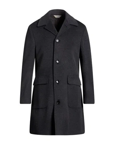 Paoloni Man Coat Charcoal Size 36 Wool, Cashmere In Animal Print