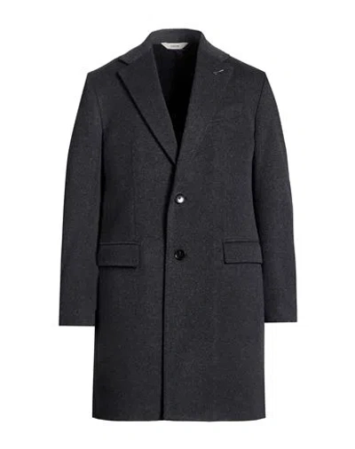 Paoloni Man Coat Charcoal Size 40 Wool, Cashmere In Black