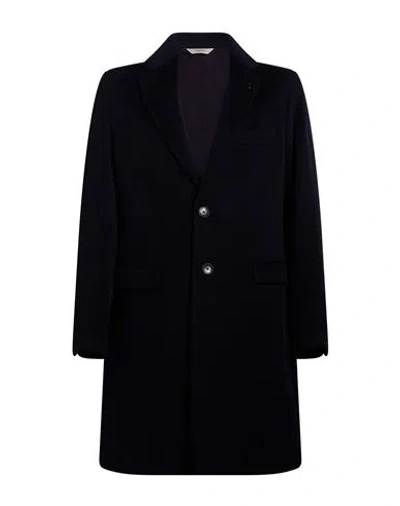 Paoloni Man Coat Midnight Blue Size 46 Wool, Cashmere In Black