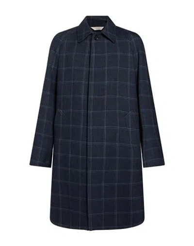 Paoloni Man Coat Navy Size 40 Viscose, Cotton In Blue