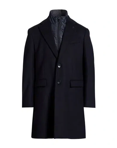 Paoloni Man Coat Navy Size 40 Wool, Polyamide In Blue