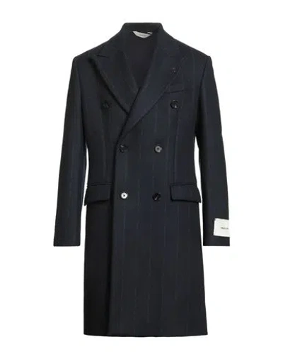 Paoloni Man Coat Navy Size 42 Wool, Polyamide In Blue