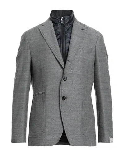 Paoloni Man Jacket Grey Size 44 Virgin Wool, Elastane In Gray
