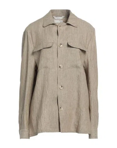Paoloni Man Jacket Khaki Size 46 Linen In Beige