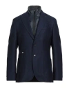 Paoloni Man Jacket Navy Size 42 Virgin Wool, Elastane In Blue