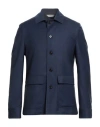 Paoloni Man Jacket Navy Size 44 Virgin Wool, Elastane In Blue