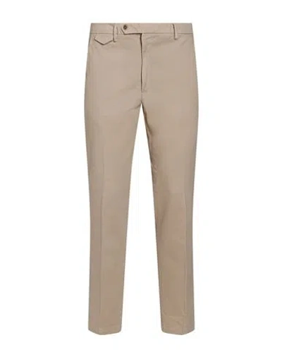 Paoloni Man Pants Beige Size 34 Cotton, Elastane In Brown