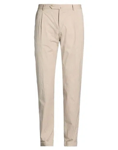 Paoloni Man Pants Beige Size 34 Cotton, Elastane In Brown