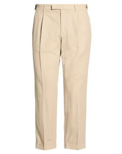 Paoloni Man Pants Beige Size 34 Cotton, Linen In Neutral
