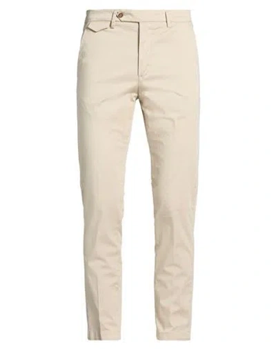 Paoloni Man Pants Beige Size 40 Cotton, Elastane In Neutral