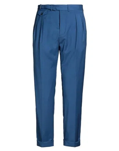 Paoloni Man Pants Blue Size 42 Wool, Elastane