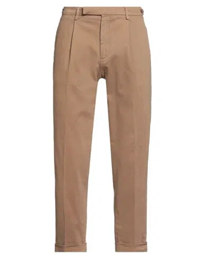 Paoloni Man Pants Brown Size 36 Cotton, Elastane