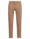 Paoloni Man Pants Camel Size 38 Cotton, Elastane In Brown