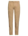 Paoloni Man Pants Camel Size 38 Cotton, Elastane In Multi