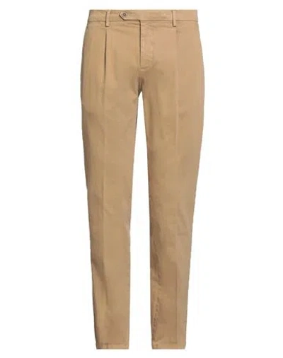 Paoloni Man Pants Camel Size 38 Cotton, Elastane In Sand