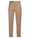 Paoloni Man Pants Camel Size 38 Virgin Wool, Elastane In Brown