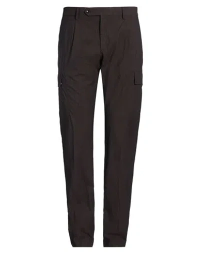 Paoloni Man Pants Charcoal Size 34 Cotton, Elastane In Brown