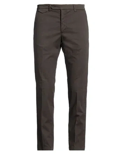 Paoloni Man Pants Dark Brown Size 38 Cotton, Elastane In Gray