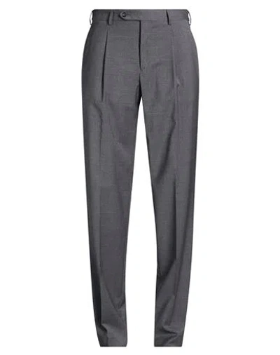 Paoloni Man Pants Grey Size 38 Wool, Elastane In Gray
