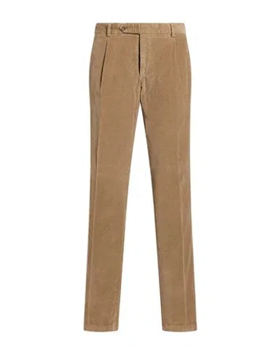 PAOLONI PAOLONI MAN PANTS LIGHT BROWN SIZE 30 COTTON, ELASTANE