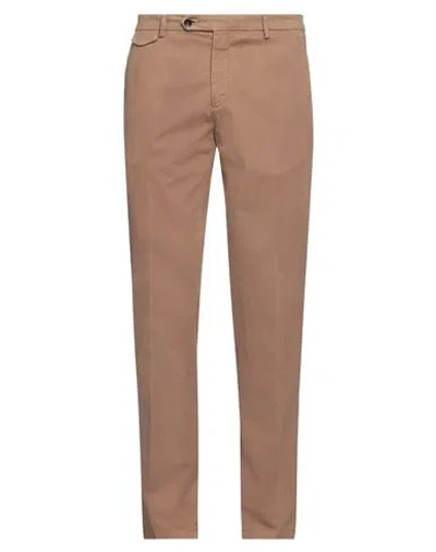 Paoloni Man Pants Light Brown Size 38 Cotton, Elastane In Beige