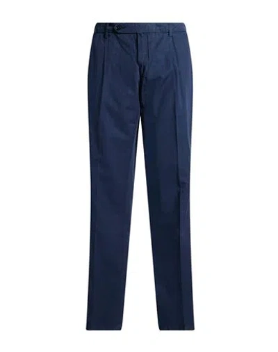Paoloni Man Pants Navy Size 44 Cotton, Linen In Blue