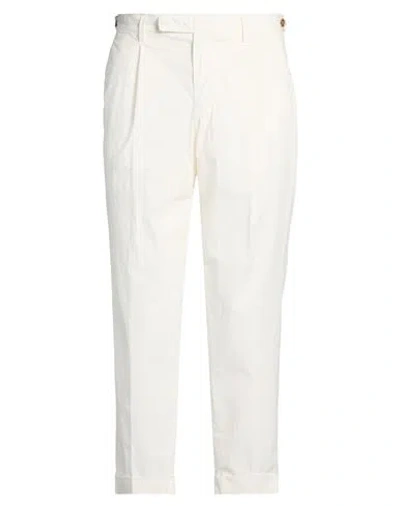 Paoloni Man Pants Off White Size 34 Cotton, Elastane
