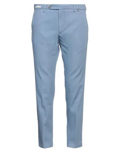 Paoloni Man Pants Pastel Blue Size 34 Cotton, Elastane