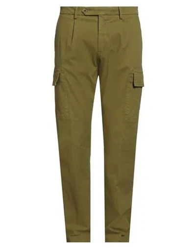 Paoloni Man Pants Sage Green Size 34 Cotton, Elastane