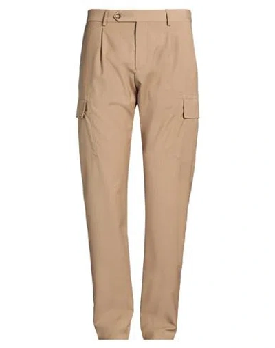 Paoloni Man Pants Sand Size 34 Polyester, Wool, Elastane In Brown