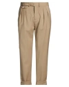 Paoloni Man Pants Sand Size 36 Wool, Elastane In Nude