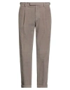 Paoloni Man Pants Taupe Size 34 Cotton, Lyocell, Elastane In Gray