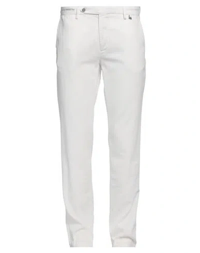 Paoloni Man Pants White Size 38 Cotton, Elastane