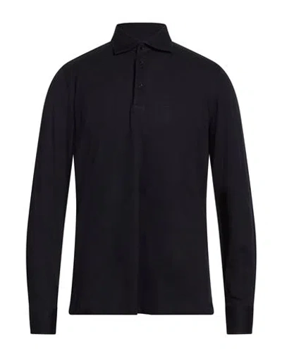 Paoloni Man Polo Shirt Midnight Blue Size 16 Cotton In Multi