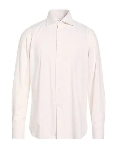 Paoloni Man Shirt Beige Size 17 ½ Cotton In White