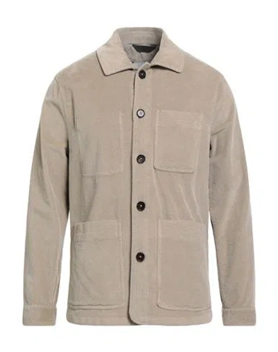 Paoloni Man Shirt Beige Size 40 Cotton, Elastane In Sand
