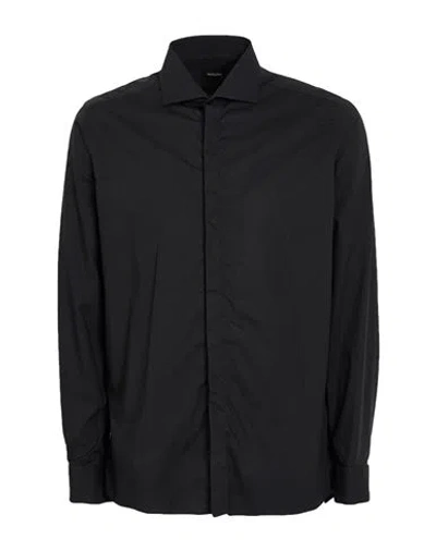 Paoloni Man Shirt Black Size 16 Cotton