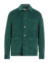Paoloni Man Shirt Emerald Green Size 40 Cotton, Elastane In Green