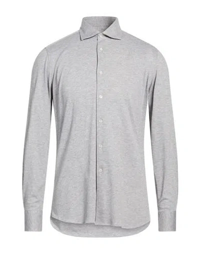 Paoloni Man Shirt Grey Size 16 Cotton In Gray