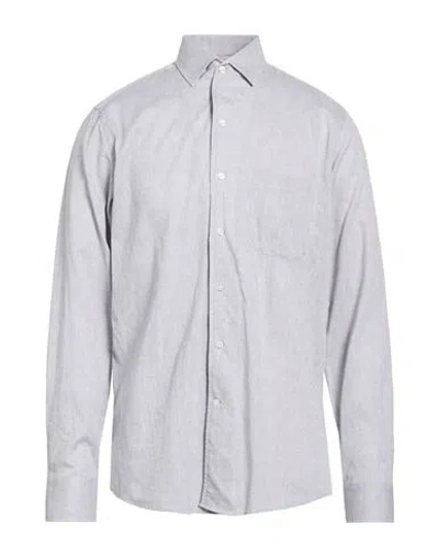 Paoloni Man Shirt Grey Size 16 Linen, Cotton In Gray