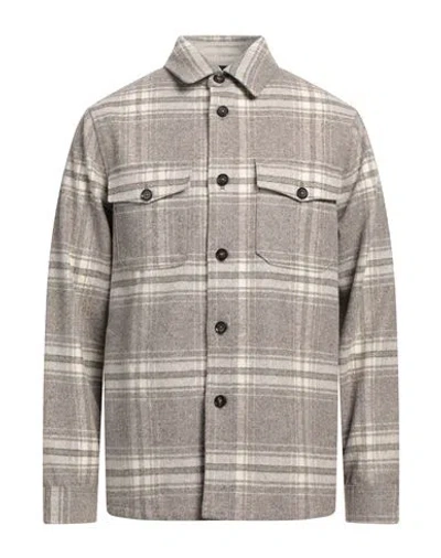 Paoloni Man Shirt Grey Size 44 Virgin Wool, Polyamide