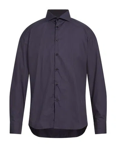 Paoloni Man Shirt Midnight Blue Size 16 Cotton