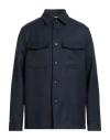 Paoloni Man Shirt Midnight Blue Size 42 Virgin Wool, Elastane In Blue