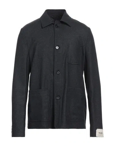 Paoloni Man Shirt Midnight Blue Size 44 Virgin Wool, Polyester, Elastane