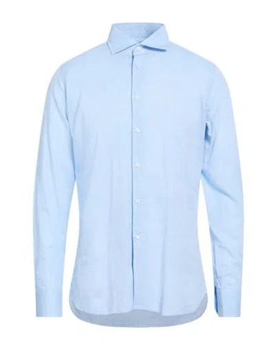 Paoloni Man Shirt Sky Blue Size 16 Linen, Cotton