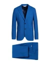 Paoloni Man Suit Azure Size 42 Wool, Elastane In Blue
