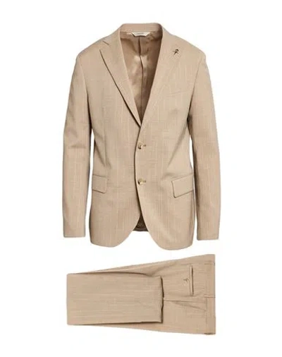 Paoloni Man Suit Beige Size 40 Virgin Wool