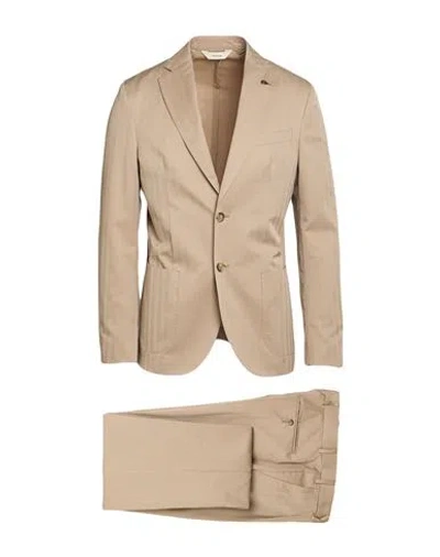 Paoloni Man Suit Beige Size 42 Virgin Wool, Cotton In Neutral